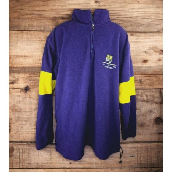 LSU Tiger Purple & Yellow Half-Zip Fleece Sweatshirt Large - Picture 1 of 6